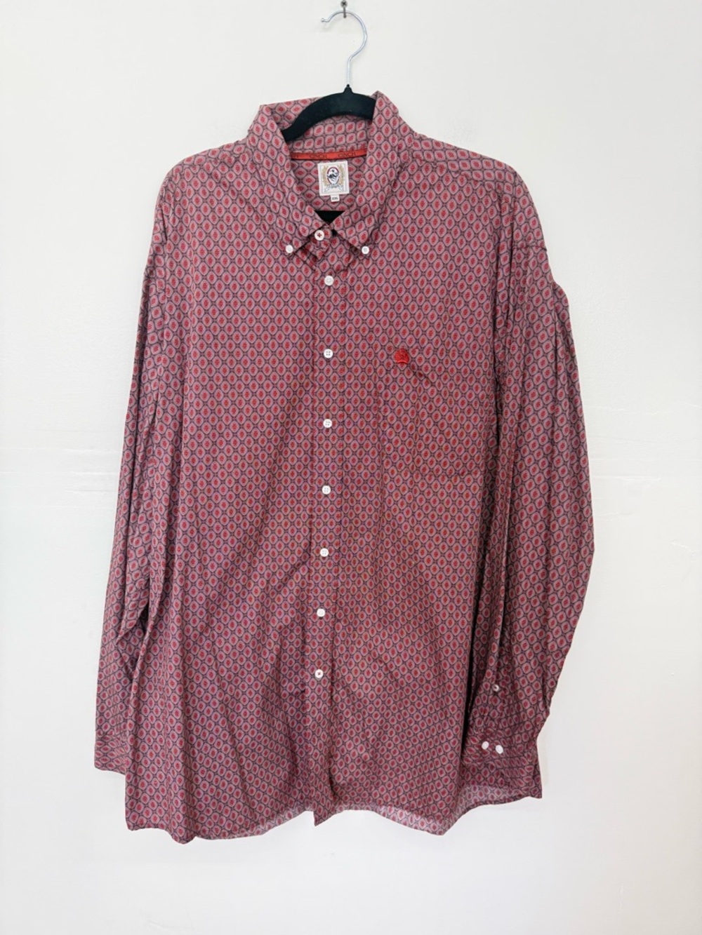 Cinch Men's Red Western Geometric Button-Down Shirt K4